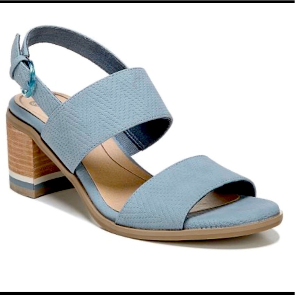 DR. SCHOLL’S - Sea Breeze Blue, Sure thing, 2 1/2” Blocked Heel Sandal. Size 8.5